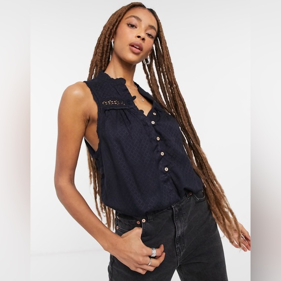 Free People Tops - Free People Low Tide Bodysuit Navy Blue Size Small